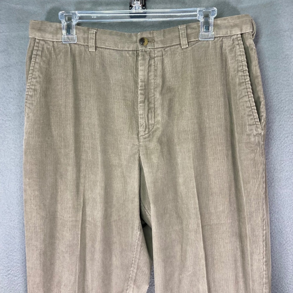 Haggar Corduroy Pants Mens 36x29 Beige Flat Front Classic Casual - Picture 7 of 10